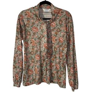 Vintage Sears Floral Tie Neck Blouse Boho Cottagecore Medium